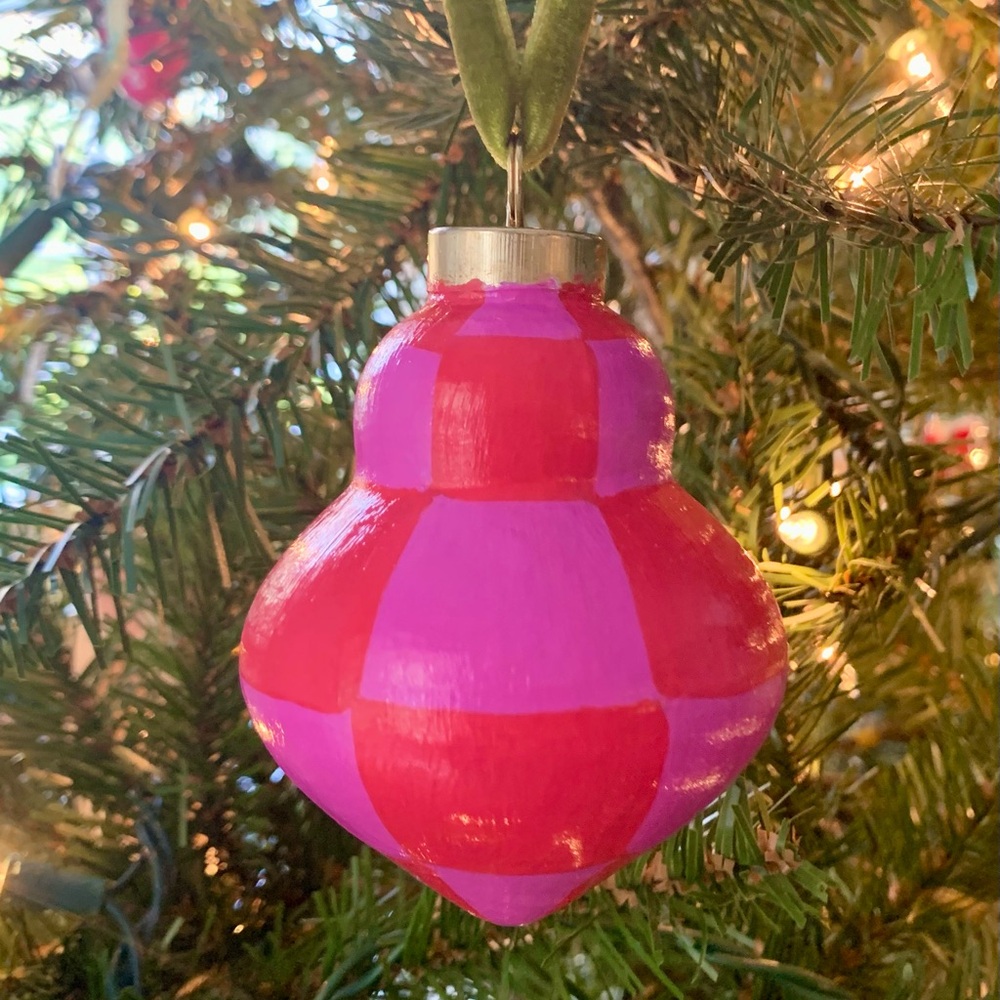 Hand-painted Ceramic Checkerboard Bauble - Picture 2 of 2
